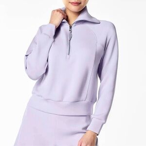 SPANX AirEssentials Half Zip Sweatshirt Lilac Purple 1X Gym Yoga Activewear